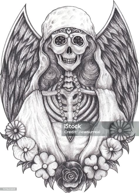 Art Fantasy Angel Skull Stock Illustration - Download Image Now - Anatomy, Angel, Animal Wing ...