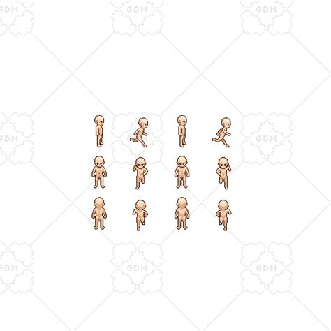 Human/Character Base Pixel Art Sprites in various poses 2 | GameDev Market