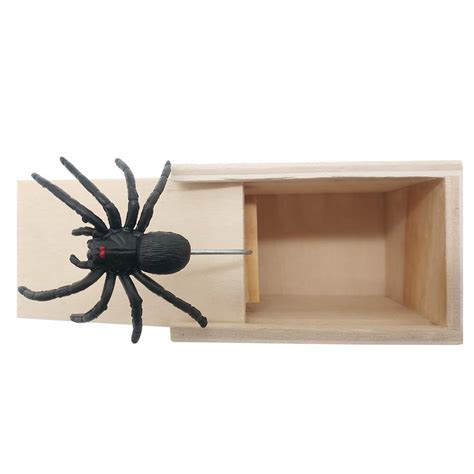 Spider Scare Box Prank Plans Trick Joke Halloween Spider Wood Box Toy