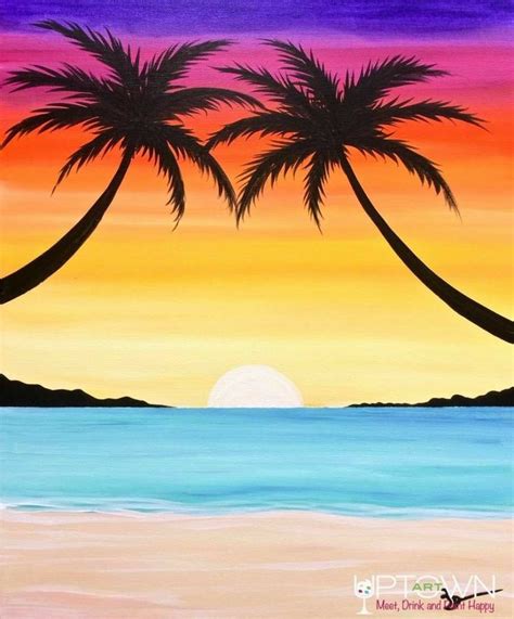 Pin by Louise on wallpaper | Sunset canvas painting, Beach canvas paintings, Beach painting