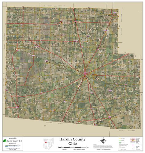 Hardin County Ohio 2022 Aerial Wall Map | Mapping Solutions