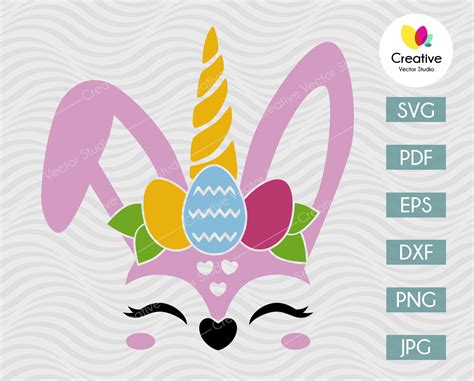 Easter Bunny Face SVG, PNG, DXF Cut File | Creative Vector Studio