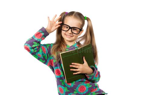 Girl with Glasses Reading a Book Stock Image - Image of children, childhood: 50596461