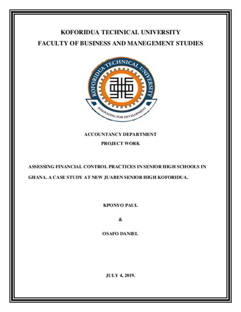 (PDF) KOFORIDUA TECHNICAL UNIVERSITY FACULTY OF BUSINESS AND MANEGEMENT ...