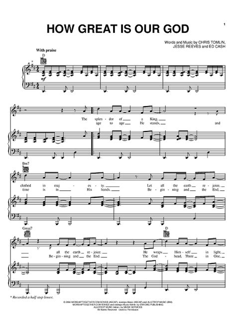 How Great Is Our God" Sheet Music by Chris Tomlin for Piano/Vocal/Chords - Sheet Music Now