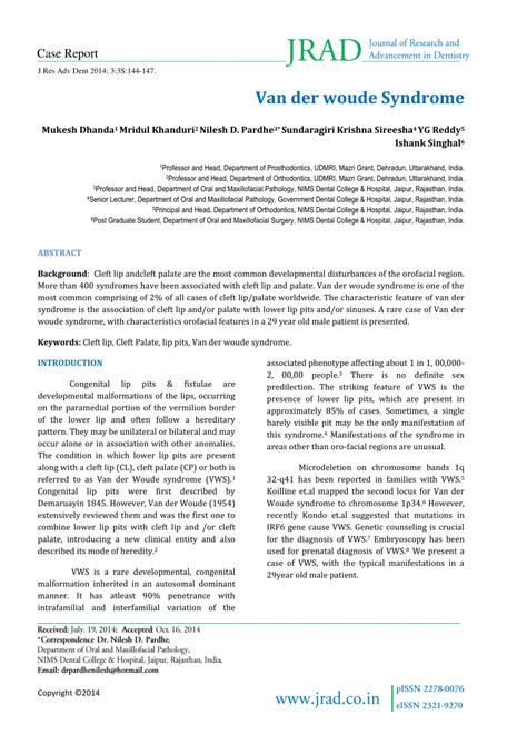 (PDF) Case Report Van der woude Syndrome