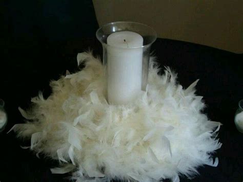 Feather boa centerpiece / alternate with low and high centerpieces | Feather centerpieces ...