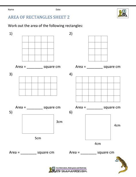 Area Of Rectangle Worksheets