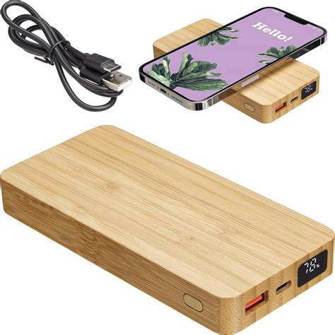 Advertising Bamboo Dual Port Power Banks with Wireless Charger (10000 mAh)