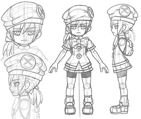 Small girl anime character Blueprint - Download free blueprint for 3D ...