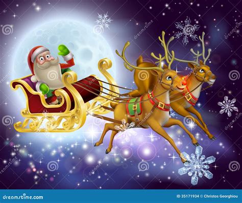 Santa Claus Sleigh Christmas Scene Stock Images - Image: 35171934