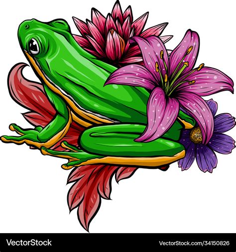 Cute frog cartoon sitting Royalty Free Vector Image