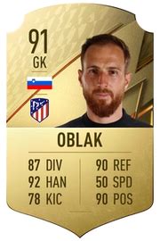 FIFA 22 - Jan Oblak - Base card - 91 Rated