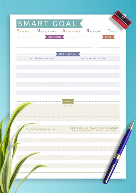 Download Printable SMART Goal Template - Casual Style PDF | Smart goals ...