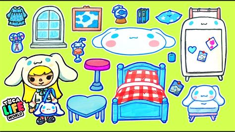 How to draw Cinnamoroll Room Toca Life World Tutorial Paper Quiet Book DIY - YouTube