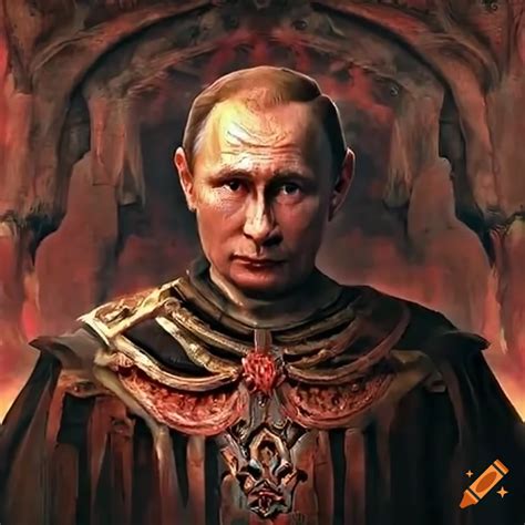 Russian president putin as final boss in dante's inferno game on Craiyon