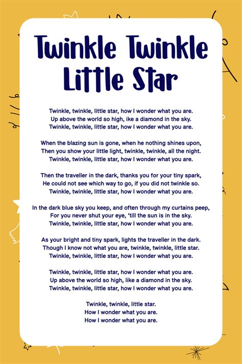 Twinkle Twinkle Little Star Poem