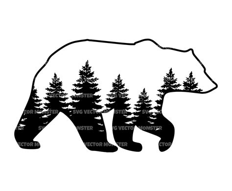 Bear Nature Svg Forest Svg Bear in Woods Bear in Trees. - Etsy España