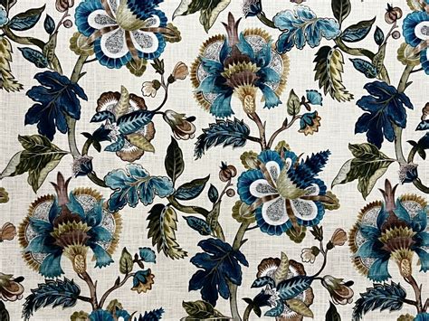 Coleman Linen Blue Floral Home Decor Fabric - RichTex Fabrics & Furnishings