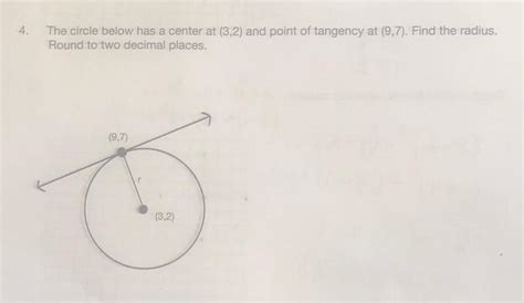 Solved The circle below has a center at (3,2) and point of | Chegg.com