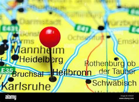 Heilbronn pinned on a map of Germany Stock Photo - Alamy