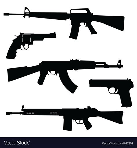 Pistols and submachine guns Royalty Free Vector Image