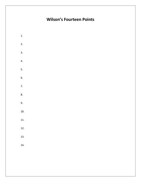 iGCSE WW1 14 Points Sheet