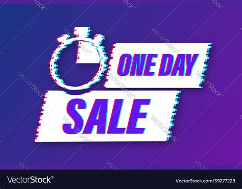 One day sale banner badge glitch icon Royalty Free Vector