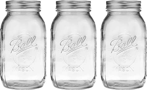 Amazon.com: Woaiwo-q Wide Mouth Mason Jars Set, 32oz Clear Glass Jars 4 ...