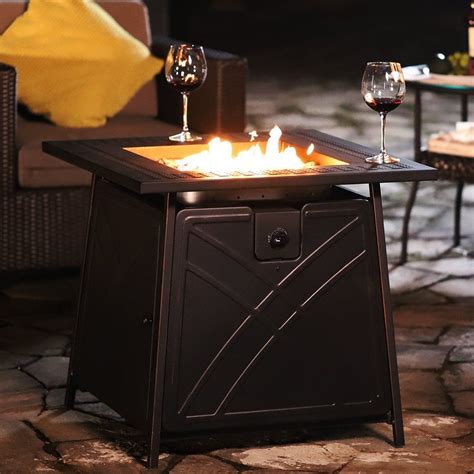 Outdoor Propane Fire Pit Table Patio Heater Gas - 28 Inch Square