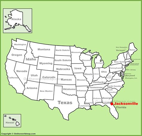 Jacksonville location on the U.S. Map