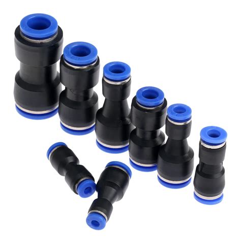 5Pcs Pneumatic Fittings Push In Straight Reducer Connectors For Air ...