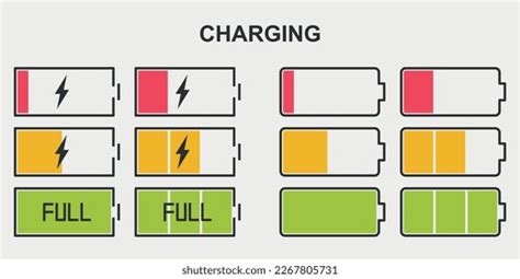 Set Battery Charging Process Line Vector Stock Vector (Royalty Free ...