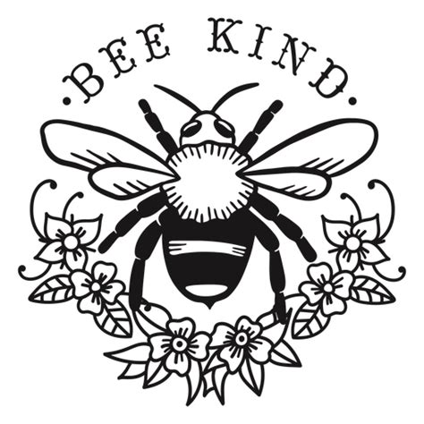 Be Kind Bee Flower Lettering PNG & SVG Design For T-Shirts