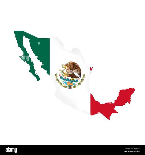 Mexico flag map. Country outline with national flag Stock Photo - Alamy