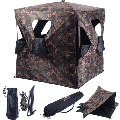 Costway Ground Hunting Blind Portable Deer Pop Up Camo Hunter Weather Proof Mesh Window ...