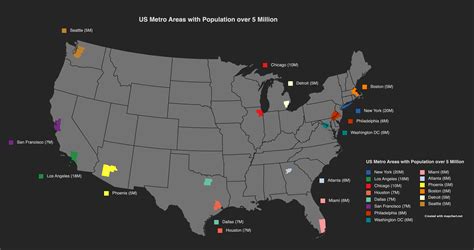 US Metro Areas with Population of 5 Million or More : r/MapPorn