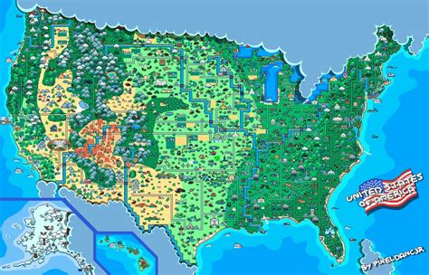 Pixel art map of the USA / Boing Boing