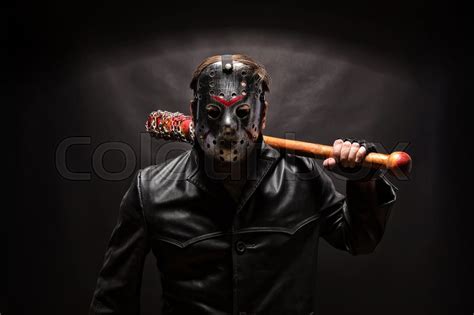 Psycho killer in hockey mask with ... | Stock image | Colourbox