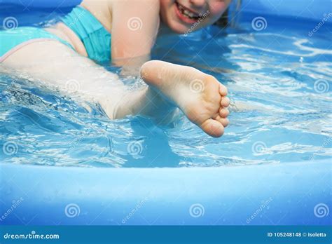 Little Girl Playing in Swimming Pool at Summer. Stock Photo - Image of ...