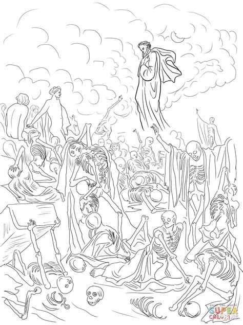 Ezekiel’s Vision of the Valley of Dry Bones coloring page | Free ...