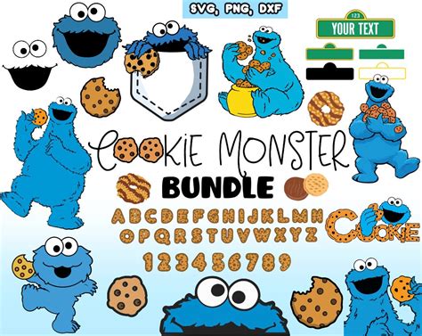 Cookie Monster Clipart Images Svg Png Esp Dfx Digital - Etsy Canada