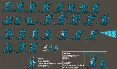 Godzilla Sprites (Outlined!) by CreaturesOfZenith on DeviantArt