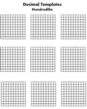 Decimal Tenths and Hundredths Grid and Number line Templates: Eureka