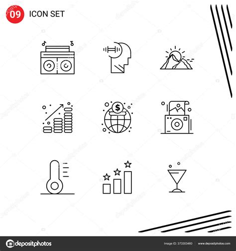 Outline Pack Universal Symbols Economy Money Landscape Finance Coins ...