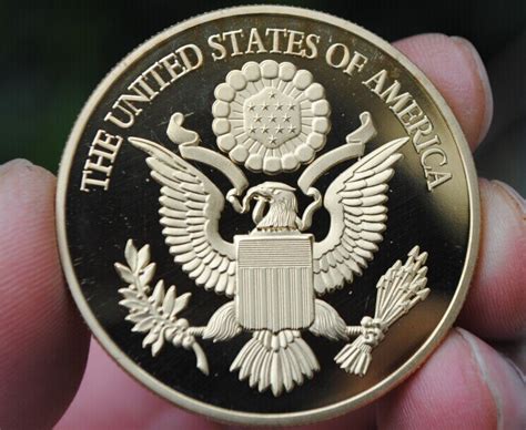 The United States gold emblem 1pcs commemorative coin golden Plated Physical Casascius Bit money ...