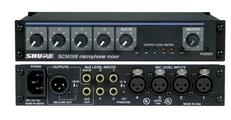 Amazon.com: Shure SCM268 4-Channel Microphone Mixer, 6 Transformers ...