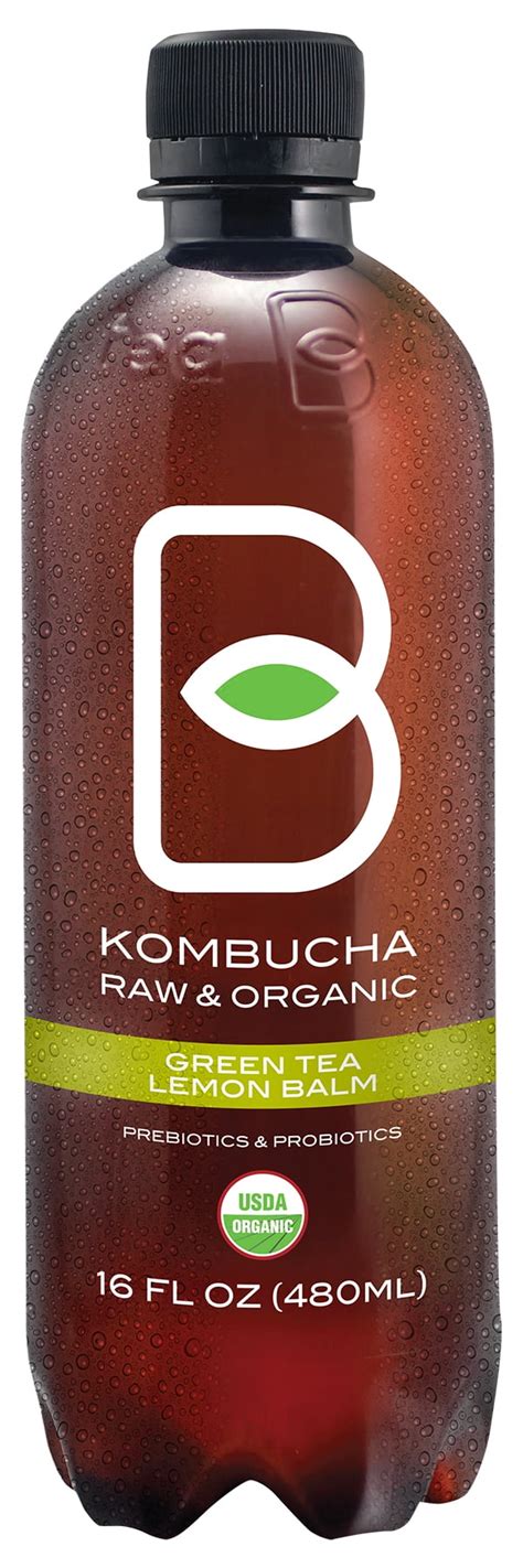 B-Tea Kombucha Raw & Organic Green Tea Lemon Balm, 16 Fl. Oz. - Walmart.com - Walmart.com