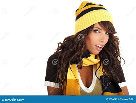 Girl wearing winter hat stock image. Image of model, scarf - 6656275