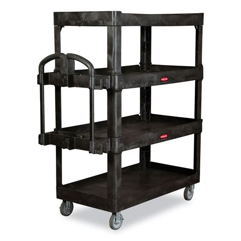 Rubbermaid 2128657 4-shelf Heavy-duty Ergo Utility Cart, 700 Lb Capacity, 24.35 X 54.1 X 62.4 ...